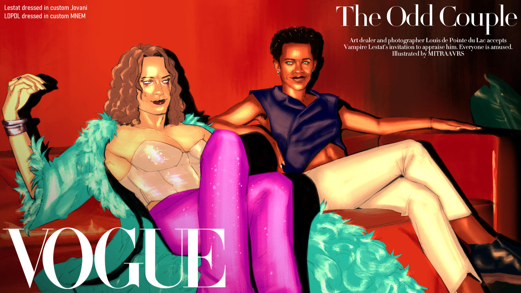 The Odd Couple (mock Vogue editorial image featuring Vampire Lestat & Louis de Pointe du Lac)
